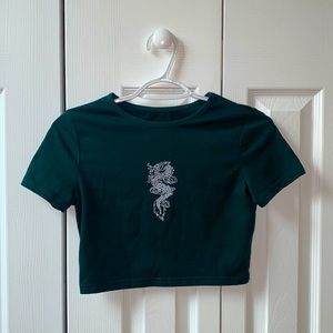 Army Green Vintage Crop Top